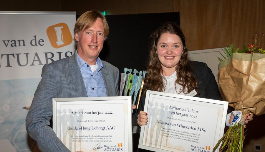 Jan-Huug Lobregt Actuaris van het Jaar 2022, Melissa van Wingerden Actuarieel Talent van het Jaar